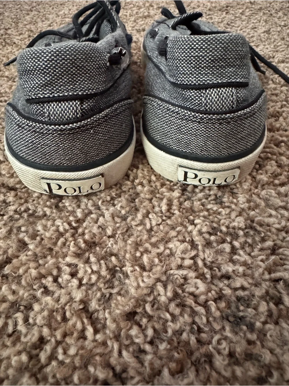 Polo by Ralph Lauren Men’s Black and Gray Canvas Boat Shoes